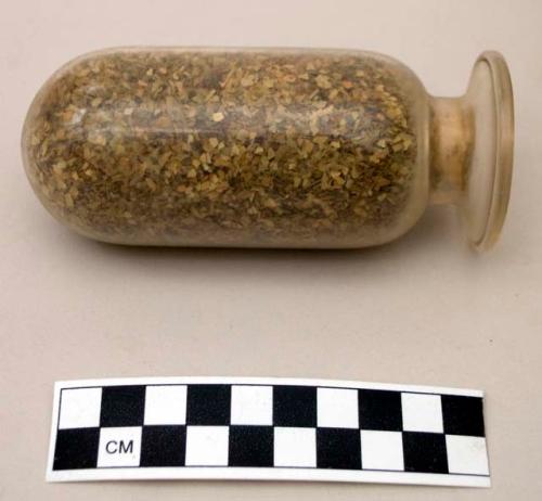 Floral sample, in a bottle, dried flakes