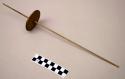 Spinning tool for fibre wool - complete with wooden spindle and sample of fibre