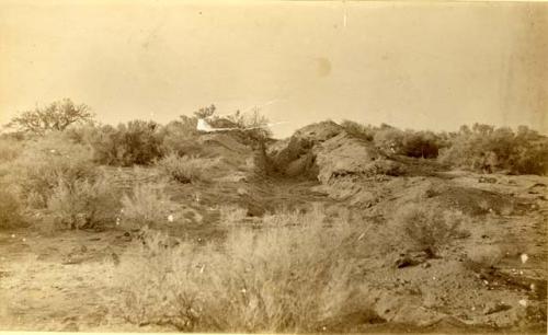 Ruin XVI a . Pyral mound showing excavation looking North