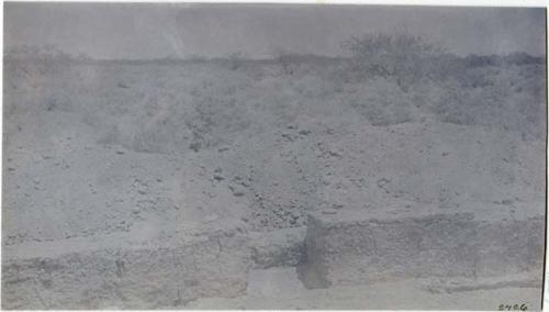 Ruin III, Wall showing threshhold & door, looking east