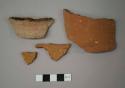 Ceramic rim, neck and body sherds, red ware, undecorated