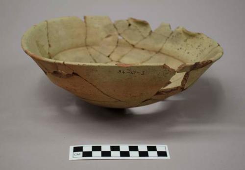 Restored bent-sided bowl or basin with lip for pouring