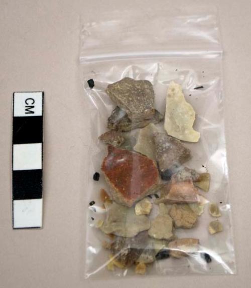 Processed soil remains, stone, ceramic sherds