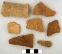 Ceramic, earthenware body sherds, cord-impressed, incised, and undecorated; sherds sampled for thin section