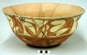Large polychrome pottery bowl - red, black, and white