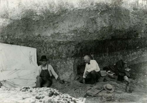 Excavation site of artifact and bison association