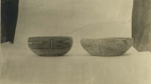 Redware bowl (left) and biscuitware bowl (right)