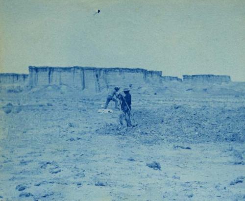 Two Indian men digging, the first mound (7)