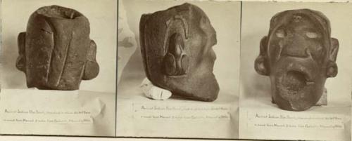 Front, back, and profile views of an Ancient Indian Pipe Head plowed up in a field