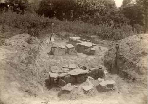 View from south after removal of overlying earth and before stones were removed.