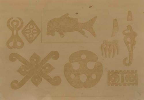 Objects with copper deposit. Effigy (copper plates)