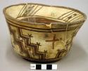 Bowl, polacca polychrome style c. int: linear design; ext: linear design. 9.3 x
