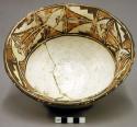 Bowl, polacca polychrome style c. int: plant & animal design; ext: slipped, no d