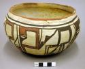 Bowl, polacca polychrome style c. int: splatter design; ext: linear design. 11.0