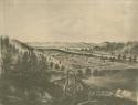 View of mounds looking South East. This is a photo of a drawing.