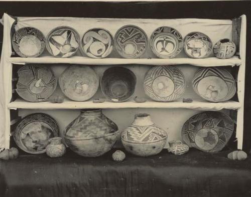 Mimbres pottery and cave artifacts, collected by R.C. Eisele of Silver City