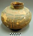 Jeddito black on orange pottery jar--restorable?