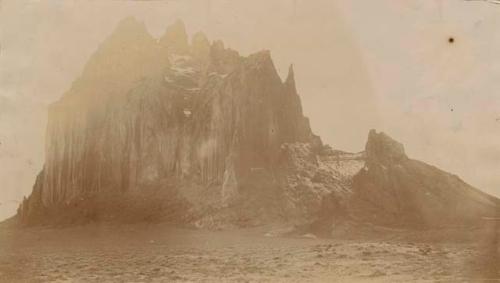 Ship Rock, an upheaval of white granite, view of rocks towering above plain