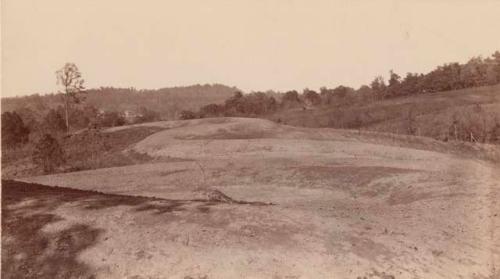 Serpent Mound showing three full folds of the serpent from the neck to center