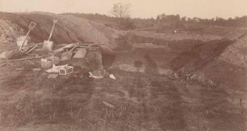 Exploring the burial mound.