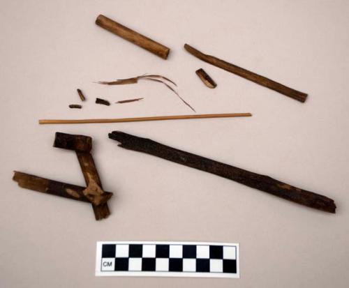 Wood stick and fiber fragments