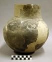 Ceramic jar, straight neck, rounded base,undecorated, reconstructed