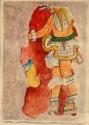 Watercolor of frieze from the Temple of the Warriors, Chichen Itza