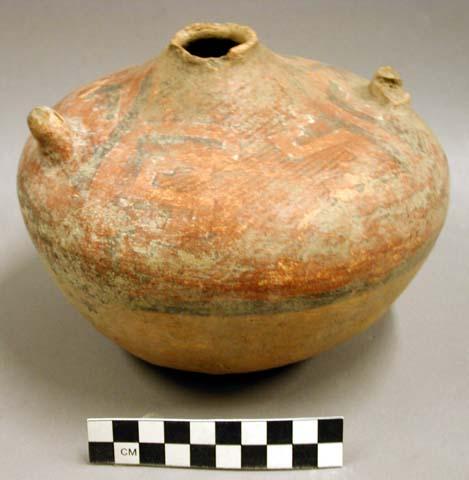 Kayenta polychrome pottery small-mouthed jar with 2 pierced lugs