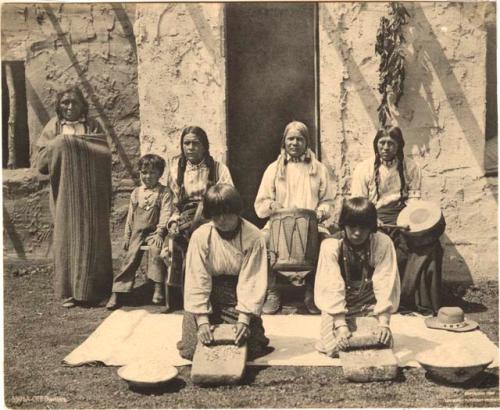 Cliff Dwellers showing grinding stones and drums