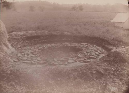 Circular stone pavement from the North East.