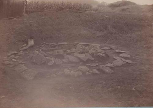 View from the north of grave 10 and the circular pavement surrounding it.