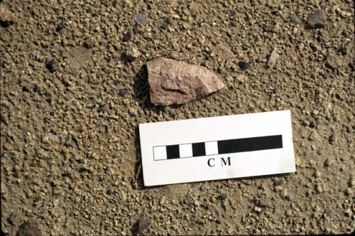 Lithic, fragment of spearpoint  found near H1929,  Cupisnique site, Keatinge