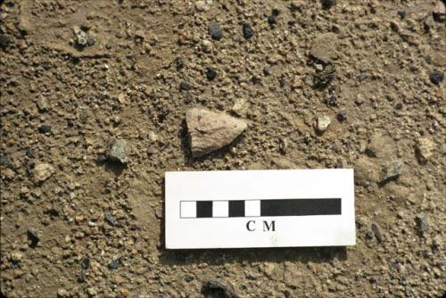 Lithic, fragment of spearpoint  found near H1929,  Cupisnique site, Keatinge