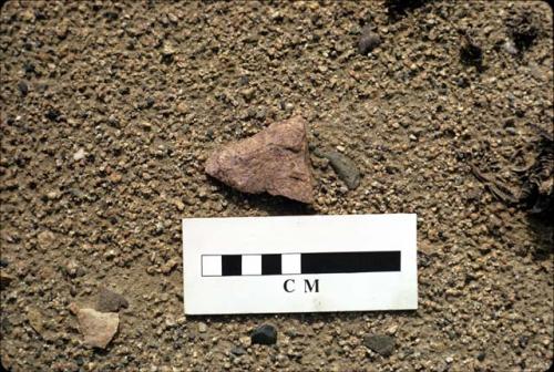 Lithic, fragment of spearpoint  found near H1929,  Cupisnique site, Keatinge