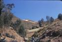 View looking up at ruins, Karapaico (U9563), Moche Valley