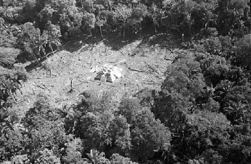 Aerial view of Central Plaza and Structure A.3 at Seibal