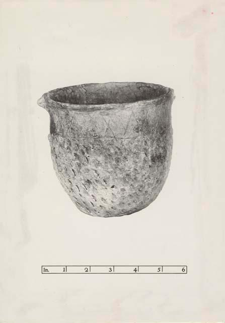 Decorated pot found on farm of Mrs. J. M. cook, 1/2 Mile southwest of Frankston.