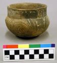 Ceramic vessel, short straight neck, incised neck, chipped rim