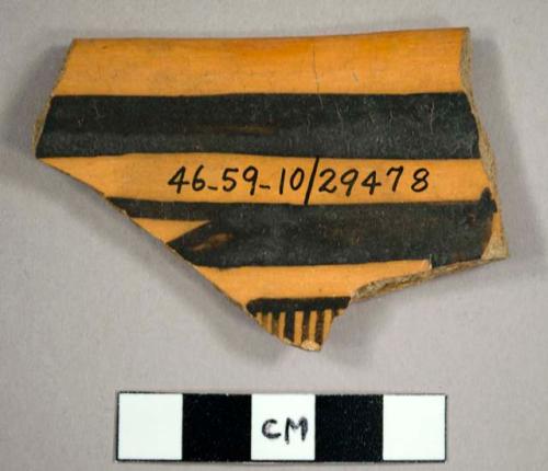 Klageto black-on-yellow rim sherd