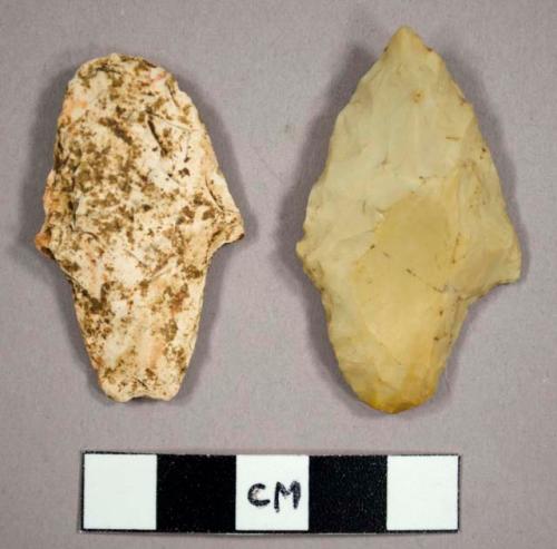 Stone projectile points, stemmed, Adena