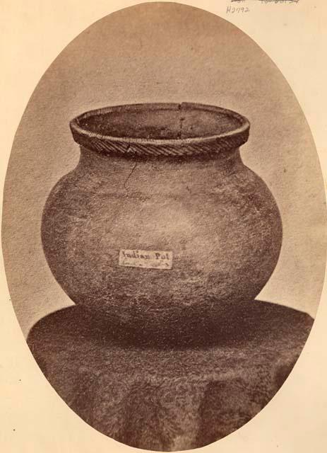 Oval print of earthenware pot in the hands of G.M. Pomeroy "4839"