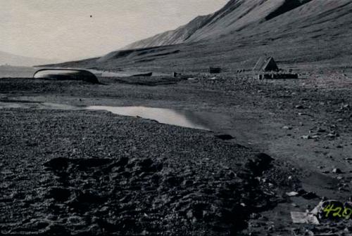 Camp alongside shore. Members of Explorer's Club on expedition