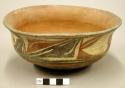 Polychrome pottery bowl - red, black, white