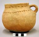 Jar, polacca polychrome style d. reproduction of primitive ware. 12.4 x 14.6 cm.