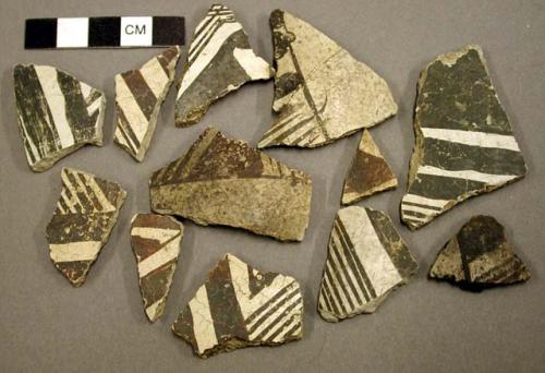 Ceramic sherds, black on white exterior