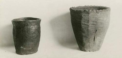 Studio shot of two ceramic pots