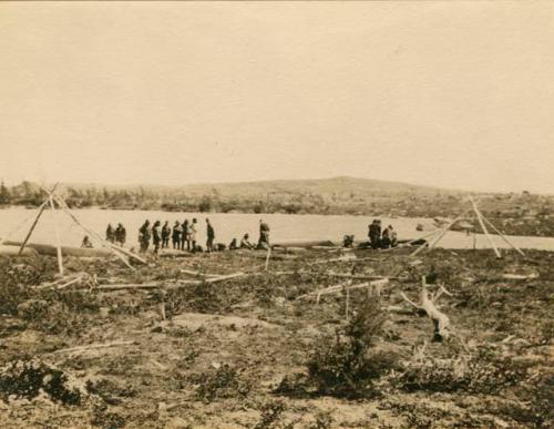 Naskapi people along shoreline