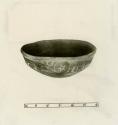 Bowl, calvela form, sun symbols engraved after firing of the vessel