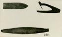 Small wooden objects: kidarlen, pump, knife sheath, halibut hook. Mark-HCS