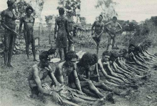 Aboriginal Men, Exhausted after their Initiation Ceremony